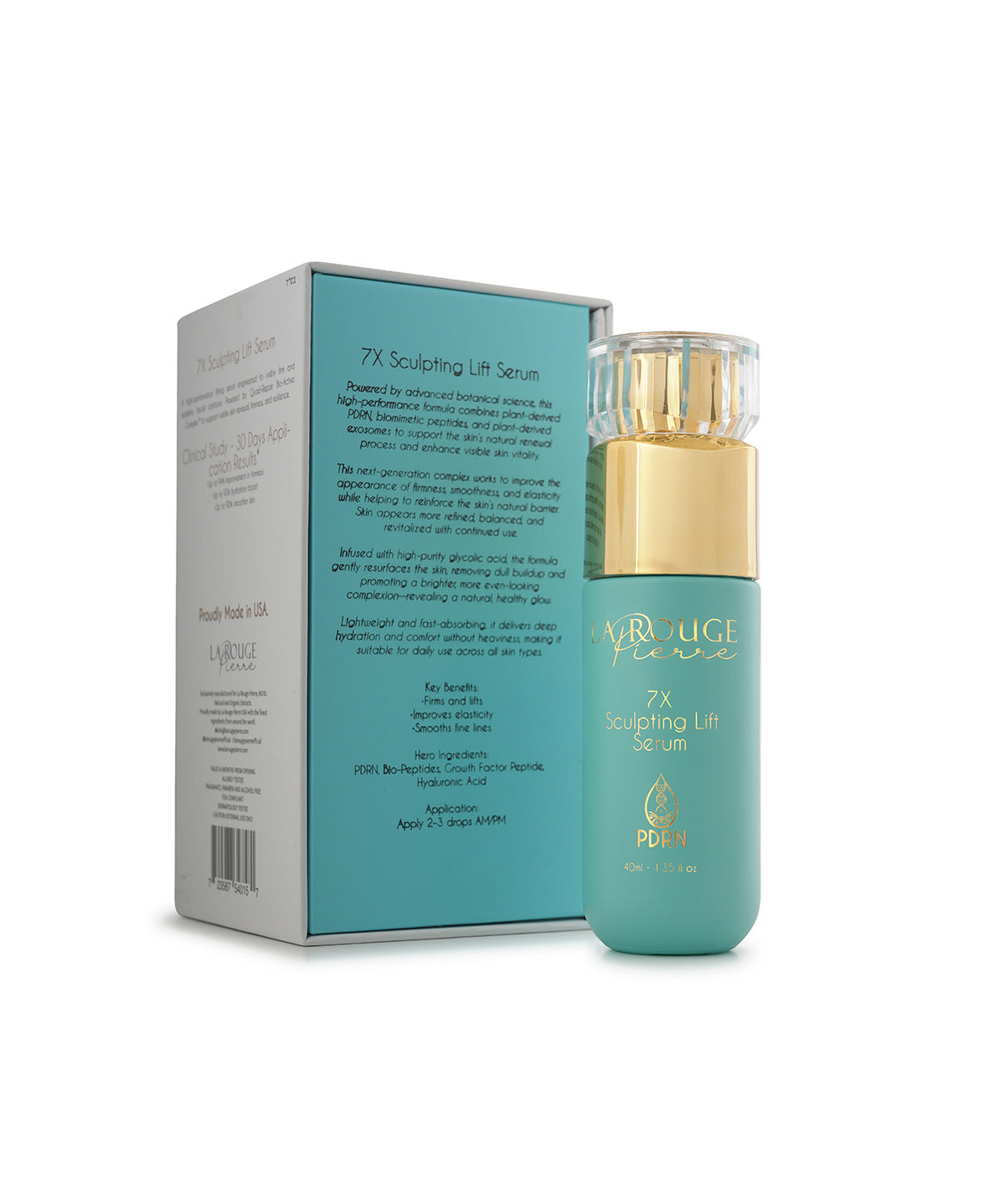 7X Sculpting Lift Serum — bottle and box clinicals