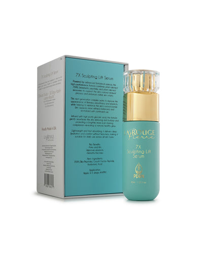 7X Sculpting Lift Serum — bottle and box clinicals